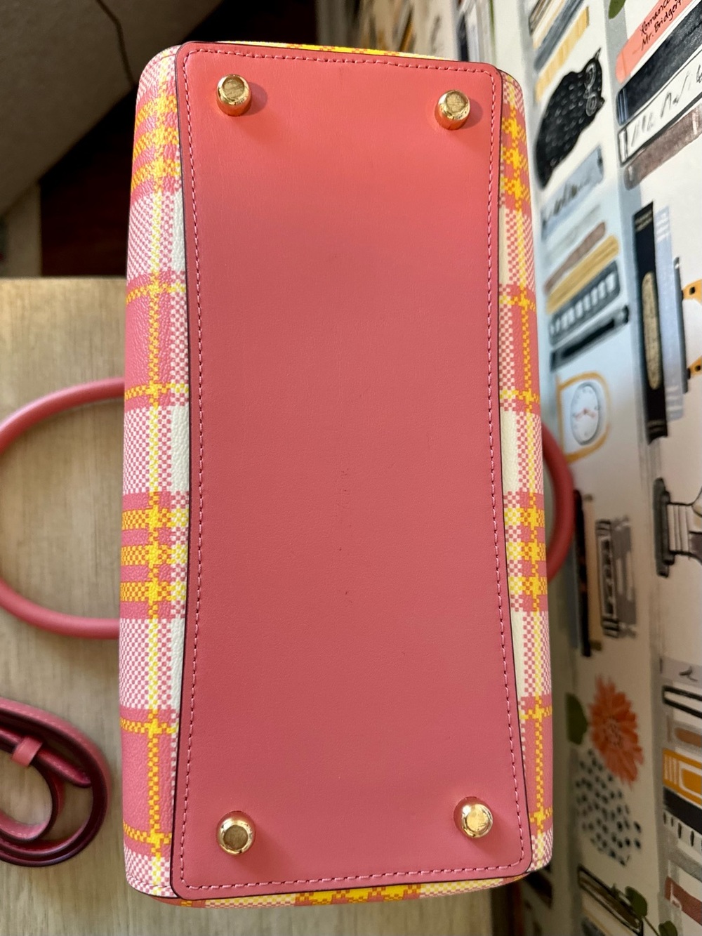 Coach Garden Plaid Rowan Top Handle Satchel/Crossbody in TAffy LIMITED EDITION - Picture 11 of 16